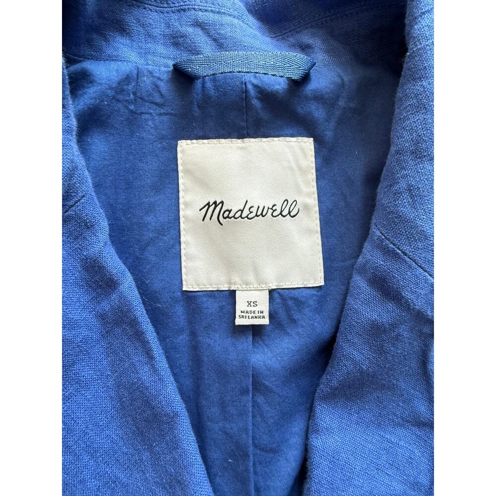 Madewell Blue Linen XS Double-Breasted Oversized Blazer Jacket - Picture 14 of 16